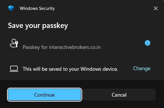 Windows Hello Save you Passkey for Portal